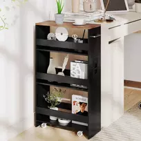 Promotions Laikymo vežimėlis, 4 lygių siauras riedantis vežimėlis su įkrovimo stotele, 47.5x20x80.5 cm, juodai ruda