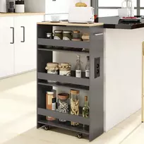 Promotions Laikymo vežimėlis, 4 aukštų siauras riedantis vežimėlis su įkrovimo stotele, 47,5x20x80,5 cm, pilka, laikymas