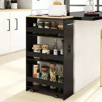 Promotions Sandėliavimo vežimėlis, 4 lygių siauras riedantis vežimėlis su įkrovimo stotele, 47,5x20x80,5 cm, juodas