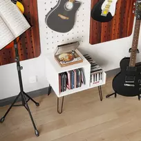 Promotions Šoninis staliukas su įkrovimo stotele, 66x45x67 cm, balta, su laikymo vieta