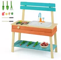Promotions Vaikiška žaidimų virtuvėlė, 80x35.6x90.2 cm, mėlyna, medinė
