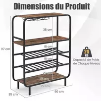 Promotions Vyno lentyna, 90x35x117 cm, juodai ruda, metalas