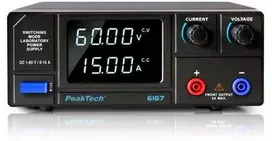 Peaktech Laboratorinis perjungimo maitinimo šaltinis DC 1-60V 15A smailė