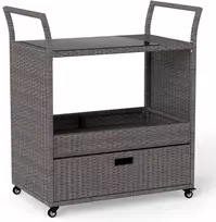 Promotions Baro vežimėlis stalas, 85x47x91.4 cm, pintas, su laikymo vieta