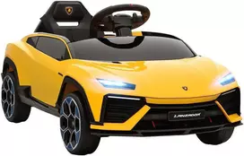 AIYAPLAY Vaikams skirtas elektrinis automobilis 12V su 2,4 GHz nuotolinio valdymo pulteliu, 2 varikliai, garso signalas, LED, muzika, 101,5 x 49 x 43 cm, Geltonas