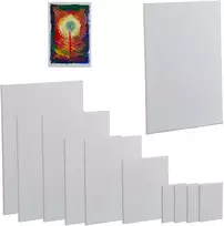 Relaxdays Drobės rinkinys, 12 vnt., 12x18x1,5 cm, 24x30x1,5 cm, 30x40x1,5 cm, 35x50x1,5 cm, 40x60x1,5 cm, balta, medvilnė