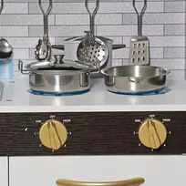 Enero Toys Medinė vaikų virtuvėlė su LED lempute juoda