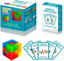 Malplay Magnetinių 3D kaladėlių dėlionė kubas su kortelėmis