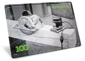 Plakatas Festool 100-mečiui skirta retro stiliaus įrankių skardinė lentelė MES-FT1 100Y Limited Edition