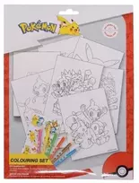 POKÉMON spalvinimo rinkinys su spalvinimo lapais ir 6 iš anksto pagaląstais spalvinimo pieštukais, supakuotas polietileniniame maišelyje su antraštės kortele