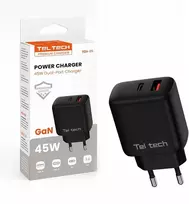 Teltech kroviklis jungiama į tinklą GaN USB / Typ-C 45W juoda TCH-03