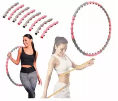 Sulankstomas „Hula Hoop“ lankas su masažiniais iškilimais svorio metimui 95 cm (rožinis)