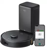 eufy dulkių siurblys robotas su savaiminio išsivalymo stotele, Twin-Turbine 2×4000 Pa, lazerinė navigacija, Clean X8 Pro