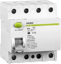 Orno Noark Liekamosios srovės grandinės pertraukiklis Noark 108362 4P 40A 30mA 6kA TIPO A EX9L-N
