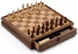 Tomaz Sport Šachmatų-Šaškių Rinkinys Riešuto Medžio, Karalius 7,6cm