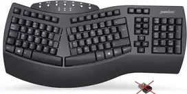 Klaviatūra Perixx Perixx PERIBOARD-612B DE, ergonomiška klaviatūra, dviejų režimų, belaidė / „Bluetooth“, „Windows“ / „Mac“, juoda