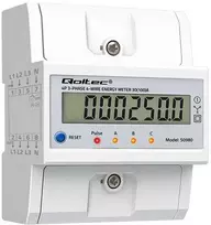 „Qoltec 50980“ trifazis elektroninis skaitiklis su atstatymu | Energijos suvartojimo skaitiklis ant DIN bėgelio | 400 V | 100 A | LCD | LED | 4P
