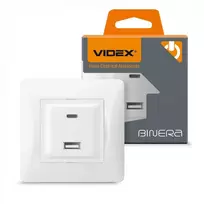Potinkinis įkrovimo lizdas greitas krovimas 20W (USB-A + USB-C), Videx Binera, balta, IP20 VF-BNCHRUC20-W – 20W greitas įkrovimas telefonų ir planšečių baterijų atkūrimui