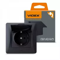 Potinkinė rozetė 1-vietė su dangteliu un įžeminimu IP20 VIDEX VF-BNSK1GC-BG | Binera juodas grafitas – apsauginis dangtelis