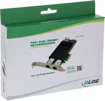 Tinklo plokštė InLine ® Dual Gigabit tinklo plokštė 2x RJ45 1Gb/s PCIe x4 PoE+