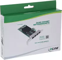InLine ® Quad Gigabit tinklo plokštė 4x RJ45 1Gb/s PCIe x1