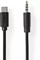 Kabelis USB Nedis CCGL65950BK10 kabelis audio 1 m USB C 3.5mm Juodas