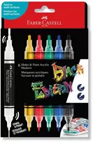 Faber-Castell - Juodas Edition Shake & Paint Acrylic Markers Set of 6 (Classic Colours) (285507)