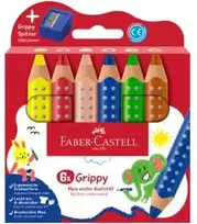 Faber-Castell - Spalvoti pieštukai su grippingu, 6 vnt. su drožtuku (110635)