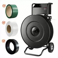 Tvirtinimo juostų vežimėlis PET PP plieno juostoms su 20.3 cm ir 40.6 cm šerdies dydžiu, tvirtas juostos laikiklis su būgniniu stabdžiu ir įrankių dėžė, juostų dozatorius, pakavimo įranga