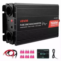 1500W įtampos keitiklis, grynos sinusinės bangos inverteris kemperiams ir sunkvežimiams, su nuotolinio valdymo pultu, USB ir Type-C jungtimis, 2 AC lizdais, greito įkrovimo srovės keitiklis automobiliui