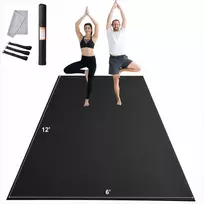 Mankštos kilimėlis, neslystantis jogos kilimėlis namų sporto salei, didelio tankio PVC, didelis 3.7 x 1.8 m fitneso kilimėlis, universalus treniruočių paviršius