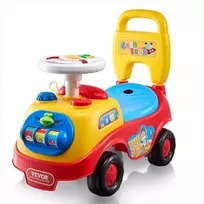 Vaikiškas paspiriamas automobilis žaidimams viduje ir lauke, daugiaspalvis su muzikiniu vairu, „sėdėti-stovėti“ dizainas, vaikiškas paspiriamas automobilis, paspiriamas žaislas berniukams ir mergaitėms