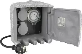 Unitec lauko elektros lizdų skirstytuvas, 2 lizdai, IP44, 1,5 m, akmens imitacija, 44244