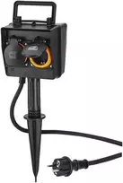 Hama lauko elektros lizdas su 2 kištukais, laikmačiu ir įžeminimo kuolu, IP44, 3680 W, 00223305