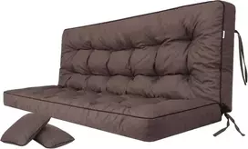 PillowPrim sodo sūpynės pagalvė su atlošu, 150 cm pločio, ruda, poliesterio užvalkalas