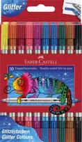 Flomasteriai Faber-Castell, 20 spalvų, dvipusiai, blizgučiai