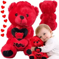 Pliušinis meškutis su „I love you“ širdiele