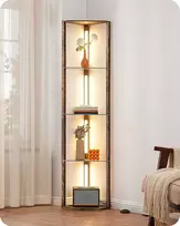 EDISHINE grindų lempa su 4 stiklinėmis lentynomis, 20 W LED, šviesos reguliavimas, ST-F31048