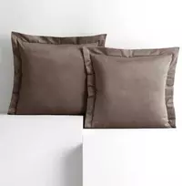 Pagalvių užvalkalai veliūriniai tamsiai smėlinės spalvos 45x45, 2 vnt.