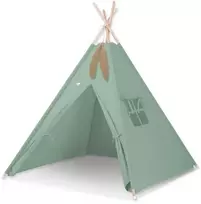 Vaikiška tipi palapinė su dekoratyvinėmis plunksnomis, pasteliai žalia