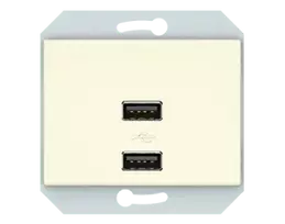 USB maitinimo lizdas QR1000, 2 vietų, 5V DC 3,4 A b/r, dramblio kaulo sp.