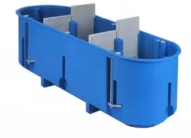Trivietė pagilinta dėžutė į gipso kartoną 210x68x63mm, 960 °C, IP20, mėlynos sp.