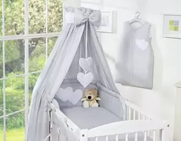 Patalynės komplektas su baldakimu Hanging Hearts pilkas