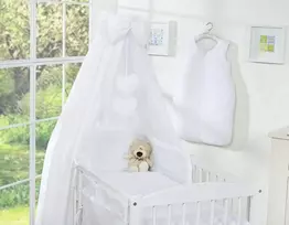 Patalynės komplektas su baldakimu Hanging Hearts, baltas