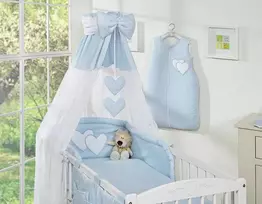 Patalynės komplektas su baldakimu Hanging Hearts mėlynas