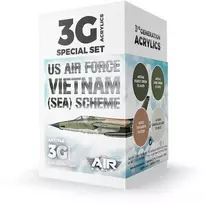 AK Interactive USAF SEA kamufliažo akrilinių dažų rinkinys, 3 gen.