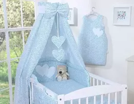 Patalynės komplektas su baldakimu Hanging Hearts mėlynas