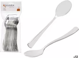 12 sidabrinių plastikinių šaukštų rinkinys, 24×9.5×3.5 cm, 10681, Kinvara