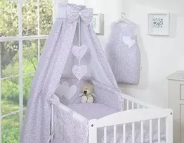 Patalynės komplektas su baldakimu Hanging Hearts rožinis