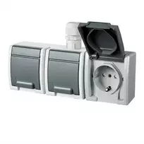 Trivietis kištukinis lizdas AQUANT, IP65, 230 x 81 x 56 mm